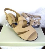 Easy Spirit Tan Brown Wedge Sandal Womens 8 Adjustable Buckle Strap Open... - $38.00
