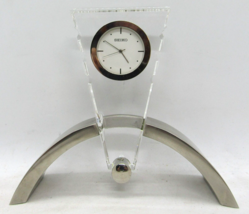 1970s Seiko QHG008S Ribbed Glass Contemporary Desk Clock - $34.65