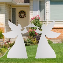 Set of 2 36&quot;H Angel Christmas Decoration Outdoor PVC Dcor with 4 Ground Stakes - £46.34 GBP