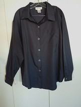 GRAVER STUDIO LADIES LS GRAY 100% POLYESTER BUTTON SHIRT-HAS SHEEN-1X-WO... - $5.89