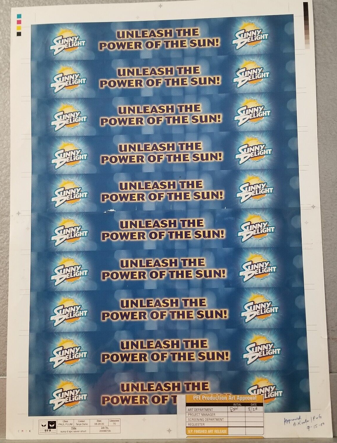 Primary image for Sunny Delight Preproduction Advertising Art Work Unleash Power of Sun 2000
