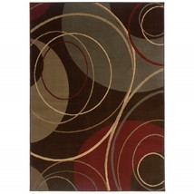 5&#39;X8&#39; Brown And Red Abstract  Area Rug - £182.35 GBP