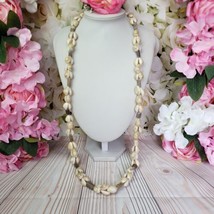 Natural Cowrie Puka Sea Shell Statement Necklace Cowry Shell Lei 37&quot; Long - £13.33 GBP
