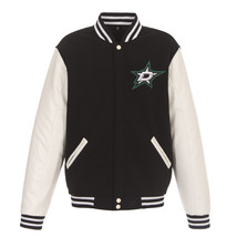 NHL Dallas Stars  Reversible Fleece Jacket PVC Sleeves 2 Front Logos JH Design - £93.96 GBP