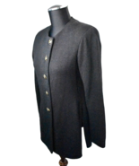 St. John Separates Black Long Cardigan Sweater Gold Logo Buttons - Women... - $1,446.05 MXN