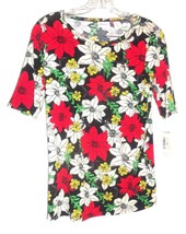 LuLaRoe Black, Red &amp; Ivory Short Sleeve Stretch Top Size Small NWT - £21.52 GBP