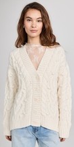 LoveShackFancy Beckett Cardigan Alpaca Wool Snow Sweater $545, Sz S, NWT! - $222.74