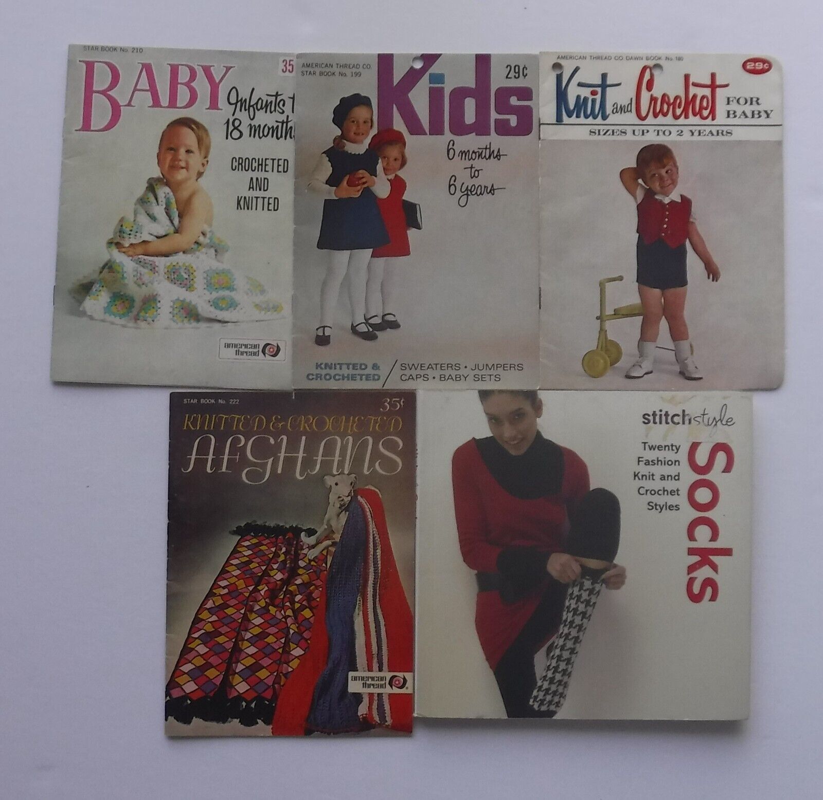 Vintage Knitting &amp; Crochet Pattern booklets Lot of 5 Knit &amp; Crochet for ... - $9.49
