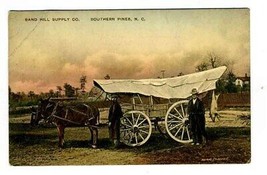 Sand Hill Supply Mule Drawn Wagon Hand Colored Postcard Southern Pines N... - £14.06 GBP