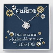 to My Girlfriend Cherish You Love Knot Necklace Stainless Steel w CZ Stone - £43.47 GBP