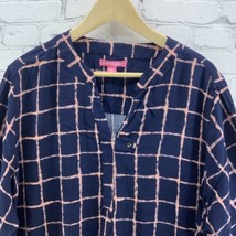 Woman Within Blouse Womens Sz 1X Blue Pink Gingham  - £11.86 GBP