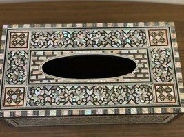 Wood Tissue Box inlaid Mother of Pearl - $145.00
