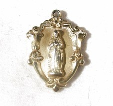 10k Yellow Gold SACRED HEART JESUS / MARY &amp; CHILD Reversable Creed Charm - £129.49 GBP