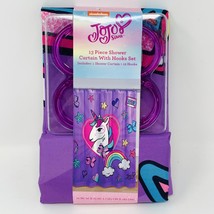 JoJo Siwa Purple Unicorn 13 Piece Shower Curtain and Hooks Set 72 in. x 72 in. - £12.62 GBP