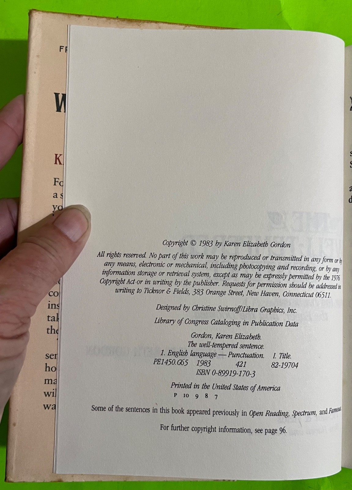 Vtg The Well-Tempered Sentence: A Punctuation Handbook… by Gordon (HCDJ 1983) Item image 3