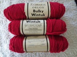 3 - 4 Oz. Skeins Primrose Orlon Acrylic Bulky Wintuk Cranberry Yarn - Same Lot - £5.94 GBP