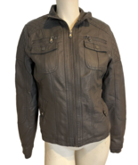 YMI Dark Gray Faux Leather Faux Fur Lined Bomber Jacket Size S - €28,66 EUR