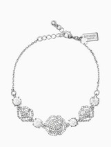 Kate Spade Crystal Rose Flower Silver Bracelet Pave White Plated Women&#39;s - £30.94 GBP