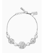 Kate Spade Crystal Rose Flower Silver Bracelet Pave White Plated Women&#39;s - £30.99 GBP