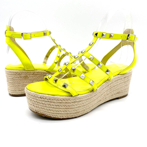 Marc Fisher Womens 6 Jansen Platform Sandals Vibrant Yellow Studded Espa... - $36.59