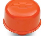 SBC BBC Chevrolet Valve Cover Push In Breather 1.22&quot; ORANGE w/ BOWTIE EM... - £17.32 GBP