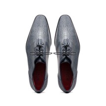Pannuci Exotic Men's Shoes Classic Dress Oxford Tasseled Laces Navy image 4