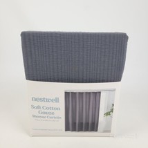 Nestwell Soft Cotton Gazue Shower Curtain 72x72&quot; Dark Navy Grey New - £44.33 GBP