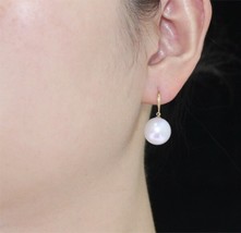 925 Sterling Silver Gold Plated Hook Dangle Pierced Pearl Round Stud Ear... - $4.89+
