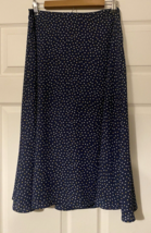 Talbots Petite Midi a-line polka dot skirt size 6P navy blue lined - £15.87 GBP