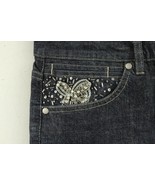 EUC NEXT Jeans UK Sizing 14 Ladies Selvedge Silver Rhinestone Crop Dark ... - £22.55 GBP