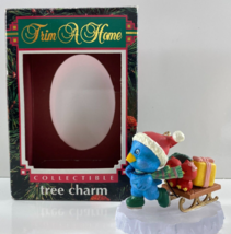 Vintage Trim A Home Collectible Tree Charm Blue Bird Pulling Sled Ornament - £12.63 GBP