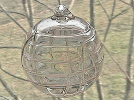 Hanging Glass Ball 4&quot; Pink Glass with Geometric Lines (1) HGB29 Slight AB Finish - £14.21 GBP