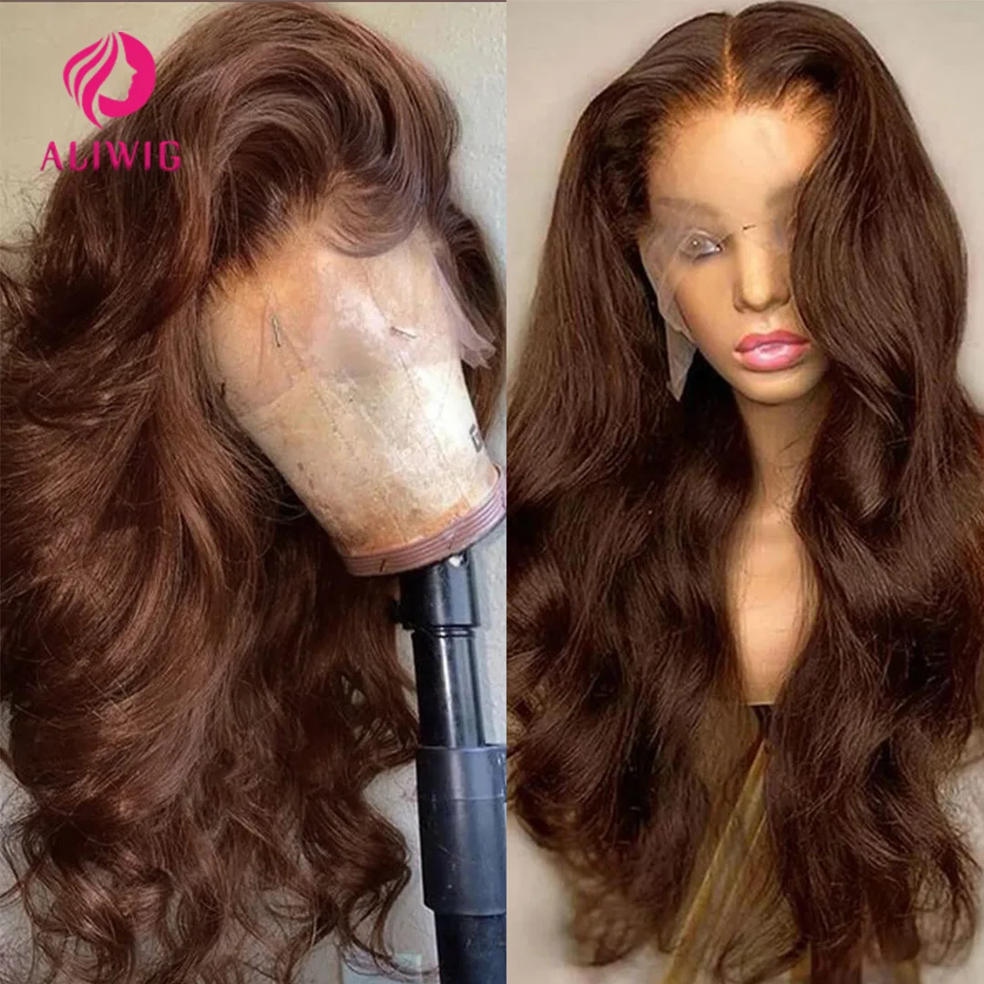 13x4 Chocolate Brown Lace Front Wig 13x6 360 Full HD Transparent Lace Front - £56.30 GBP+