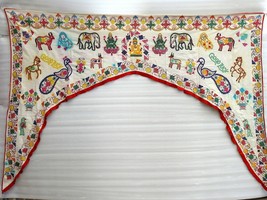 Ethnic Vintage Door Valance Toran Hand Embroidered Door Topper Hanging 84&quot; L - $162.26