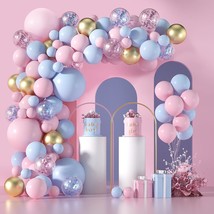 Pink And Blue Balloon Garland Arch Kit-130 Pcs 5+12+18 Inch Pink Blue Confetti G - £22.24 GBP