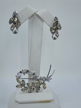 Pre-Owned Van Dell 925 Sterling Silver Floral Rhinestone Brooch and Earring Set - $45.00