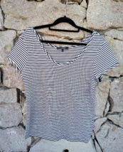 Jaeger Striped T Shirt Women Cotton Loose Fit Vintage 90s Grunge Medium - $10.34
