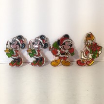 Vintage 4  Disney Mickey Minnie Mouse Stained Glass Plastic Christmas Ornaments - £15.55 GBP