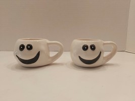 Vtg Halloween Smiling White Ghost Cups Glass Set Of Two - £9.15 GBP
