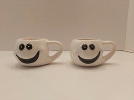 Vtg Halloween Smiling White Ghost Cups Glass Set Of Two - $11.65