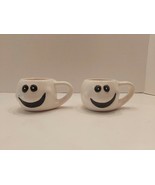Vtg Halloween Smiling White Ghost Cups Glass Set Of Two - £9.11 GBP