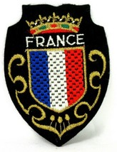 France Flag Crown Golden Embroidery Crest Shield Shaped Patch - £11.48 GBP