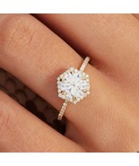 Classic 1.6 CT Round Cut Halo Half Eternity Hexagon Cut Wedding Engageme... - $108.09