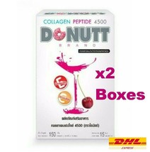 2 Boxes DONUTT Collagen Peptide 4500 mg Vitamin C, E Cherry Drink Mix 15 Sachets - £29.17 GBP