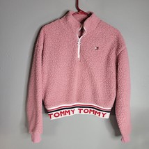 Tommy Hilfiger Womens Small Pullover Half Zip Fleece Pink Sweater Sport - $17.97