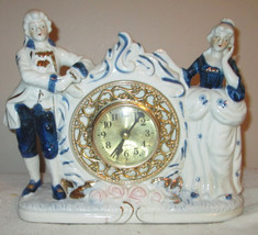 Vintage Glossy Victorian Colonial Porcelain China Table Mantel Quartz Clock - $50.17