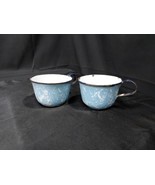 Old Lot Of 2 Light Blue Swirl Graniteware Enamelware Cups Mugs - $19.99