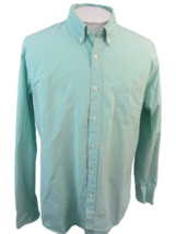 J CREW Men shirt dress long sleeve pit to pit 24 XL green white check cotton - £13.73 GBP