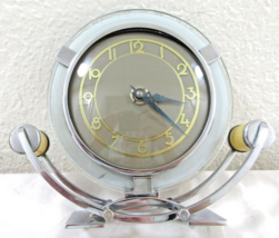 1930&#39;s Art Deco Smiths Chrome and Glass Desk Clock - £114.48 GBP