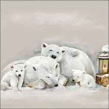 4pcs Decoupage Napkins, 33x33cm (13 inch), Polar Bears, White Animals, S... - £3.51 GBP